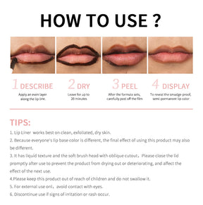 4Color Peel Off Lip Liner Tattoo Waterproof Long Lasting Matte Non-Stick Fading Lip Tint Sexy Red Contour Lips Make Up Cosmetics